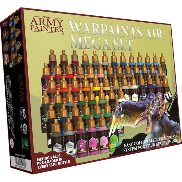 The Warpaints Air Mega Set is fantastic way to either start or enhance your collection of airbrush paints. It contains a wide selection of colours; from crisp base colours to shimmering metallics - even adding a vibrant fluo into the mix. All Warpaints Air are pre-mixed and airbrush-ready right out of the bottle and made from ultra-filtered vibrant pigment.