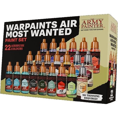 Upgrade your airbrush game with this set of 22 essential paints. Featuring 5 of our most-wanted Colour Triads for seamless shading and highlights, and 3 versatile Speedpaints for amazing filtering effects. Every paint comes pre-loaded with mixing-balls and is pre-thinned and ready to use straight from the bottle - No thinning required! The Army Painter would like to remind our customer base that selling on Amazon or other 3rd party online platforms is against the company policy of The Army Painter.