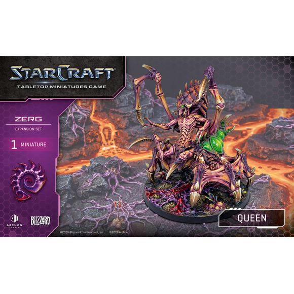 The Queen is a key Zerg unit which handles the spreading of creep and the creation of new larvae which morph into more Zerg, but are also able to take to the front lines thanks to their powerful mending abilities, sustaining their army as they fight.
All elements come unpainted and unassembled and may require trimming and cleaning before assembly.
Contains: - 1x Queen miniature
- 1x 80mm
- 3x Cards
- 1x Assembly Manual