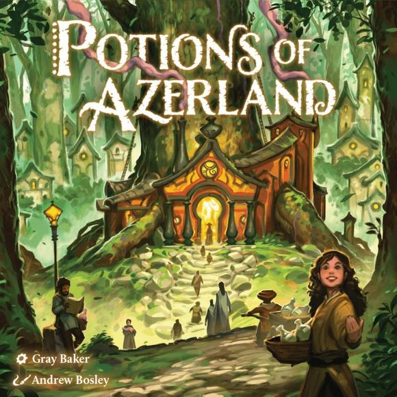 In Potions of Azerland you will, you guessed it, make potions! Gather resources from the forest, increase your knowledge in various potion types, go to the market to collect the trade goods, then make your potions to drink for unique powers or fulfill the orders of travelers who come to your town! Potions of Azerland utilizes a unique simultaneous action selection mechanism where understanding the goals of your opponents in each round will give you the upper hand. Decide whether to drink your newly made pot