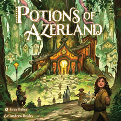 In Potions of Azerland you will, you guessed it, make potions! Gather resources from the forest, increase your knowledge in various potion types, go to the market to collect the trade goods, then make your potions to drink for unique powers or fulfill the orders of travelers who come to your town! Potions of Azerland utilizes a unique simultaneous action selection mechanism where understanding the goals of your opponents in each round will give you the upper hand. Decide whether to drink your newly made pot