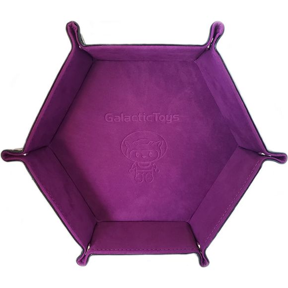 Galactic Toys PU Leather Hexagonal Folding Dice Tray w/ Violet Velvet Interior | Galactic Toys & Collectibles