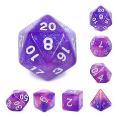 The perfect companion for your gaming needs! These HD acrylic dice are exactly what you've been searching for that upcoming game night with the group. This set includes on of each: d20, d12, d10, d10 (percentile), d8, d6, and a d4 (7 dice in total) in a royal aurora finish.