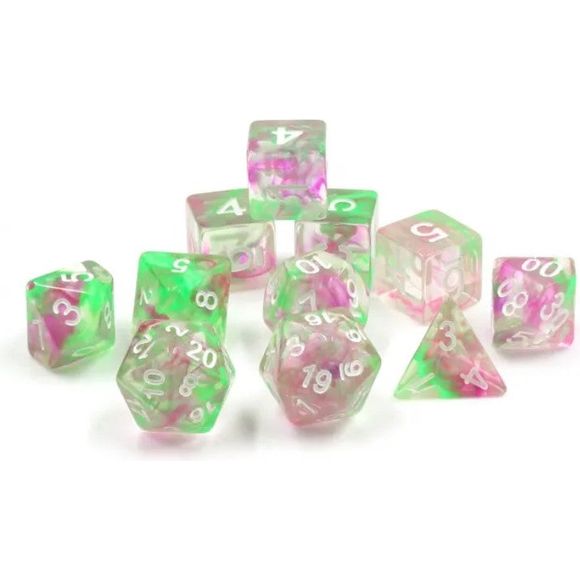 The perfect companion for your gaming needs! These HD acrylic dice are exactly what you've been searching for that upcoming game night with the group. This set includes one of each: d20, d12, d10, d10 (percentile), d8, d6, and a d4 (7 dice in total) in a