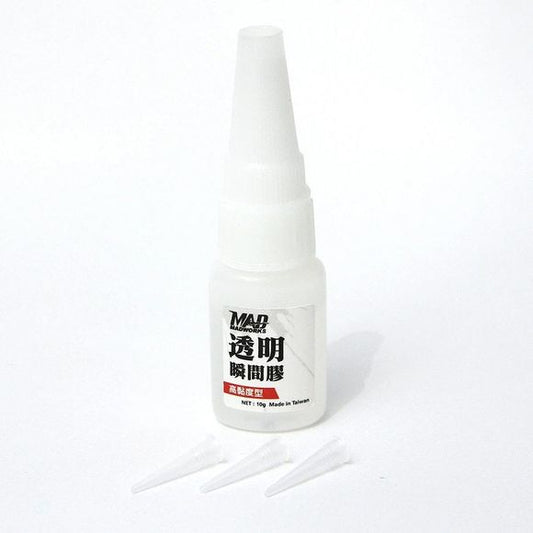 High density fast curing hobby glue for use on plastic model kit, figures, resin kits etc.  Curing time 3-5 minutes, easy sanding and cutting, soft and elastic.  Can be used for filling holes, panel lines, or gaps etc.  Black color.  Not suitable for Wood, PP, PE, Soft PVC, Silicone Resin, Glass, Ceramic, Leather or Sponge materials.  10 grams per pack.