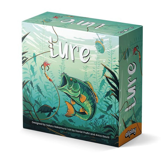 Players compete to collect the most points by reeling in fish cards. To catch a fish, players roll their dice to beat the fish's target number, as well as meet any specific requirements on the card. Whoever completes those requirements and is closest to the target catches the fish!
Players secretly bid on how many dice to use before the round starts. Bid less dice to go first, but use more dice to make it easier to catch. Most points wins after the deck of fish cards runs out!
Will you play aggressively a
