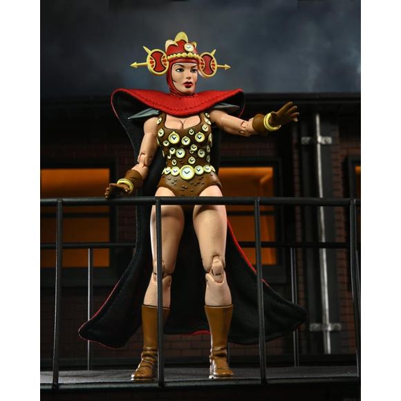 Based on the classic Teenage Mutant Ninja Turtles comic books from Mirage by Kevin Eastman and Peter Laird! This apprentice Time Master prefers playing hooky to hitting the books, and meets the Turtles while skipping out on her studies. But Renet has a lot to learn before she can become Mistress of All Time, and proceeds to lead them on a merry misadventure! The Renet action figure stands approximately 6" tall, and includes soft goods cape, interchangeable heads and hands, Time Scepter, assorted weapons, an