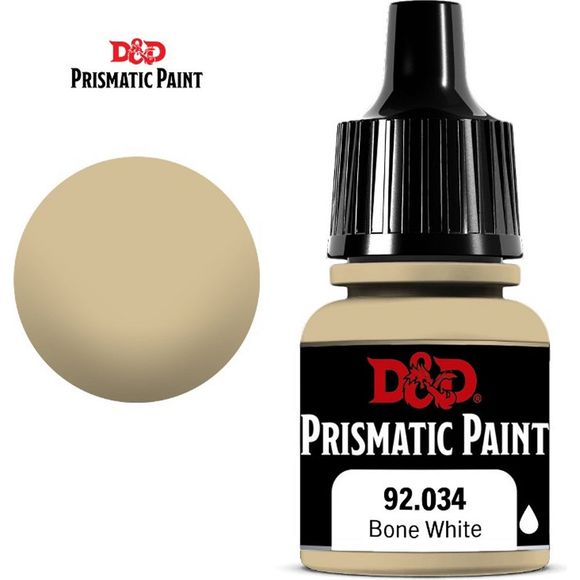 D&D Prismatic Paint is designed to go on smoothly and leave a nice, matte finish on hobby miniatures. Developed by Acrylicos Vallejo, these 60 paints—including 20 new colors, formulated specifically for the D&D Prismatic Paint line—should appeal to beginners and experienced painters alike. Each of these paints comes in an 8ml dropper bottle, to help painters keep their crafting surfaces free of spills. Each bottle is labeled with the paint color and product code, as well as a logo indicating if the contents