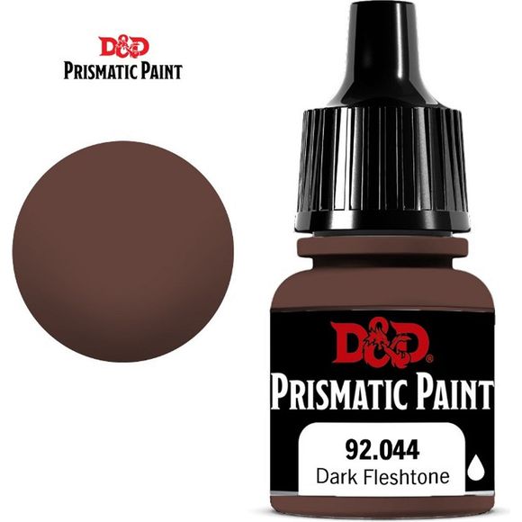 D&D Prismatic Paint is designed to go on smoothly and leave a nice, matte finish on hobby miniatures. Developed by Acrylicos Vallejo, these 60 paints—including 20 new colors, formulated specifically for the D&D Prismatic Paint line—should appeal to beginners and experienced painters alike. Each of these paints comes in an 8ml dropper bottle, to help painters keep their crafting surfaces free of spills. Each bottle is labeled with the paint color and product code, as well as a logo indicating if the contents