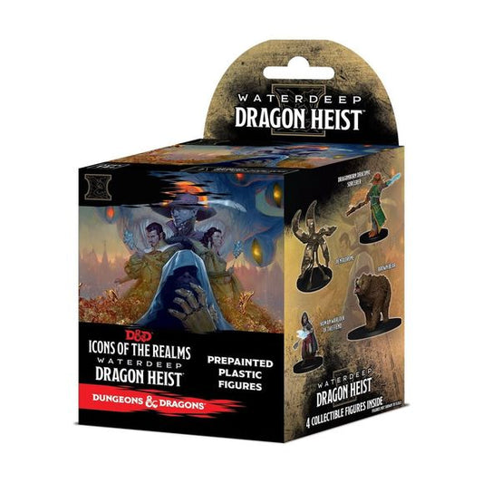 A bustling city filled with merchants, heroes, & villains awaits you in this dad icons of the realms release! water deep Dragon heist includes exciting new player characters & monsters like the human Warlock of the fiend & the devilish pit fiend. Some of water deep's most notorious villains make an appearance, including the Founder of the zhentarim, the mysterious manshoon. This set includes several popular animals for all your wild shape needs, such as the tactical dire Wolf & the vicious brown bear. Colle