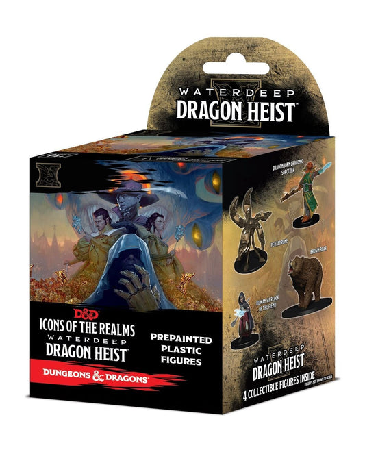 A bustling city filled with merchants, heroes, & villains awaits you in this dad icons of the realms release! water deep Dragon heist includes exciting new player characters & monsters like the human Warlock of the fiend & the devilish pit fiend. Some of water deep's most notorious villains make an appearance, including the Founder of the zhentarim, the mysterious manshoon. This set includes several popular animals for all your wild shape needs, such as the tactical dire Wolf & the vicious brown bear. Colle