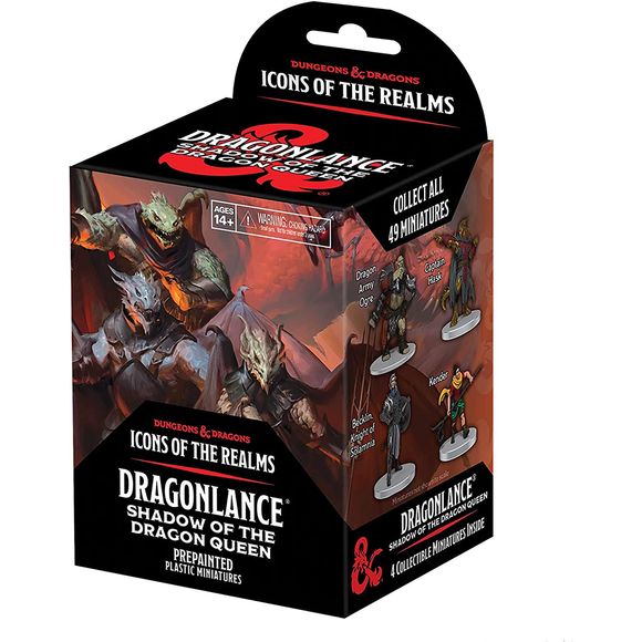 One Standard Booster from the Dragonlance line containing 4 figures!
The 4 figure Booster will have 1 of the following configurations: 1 Large figure & 3 Medium/Small miniatures OR 4 Medium/Small miniatures.
Randomly assorted miniatures are pre-painted and pre-assembled.
The latest line of pre-painted miniatures. Collect all 49 figures from Dragonlance.