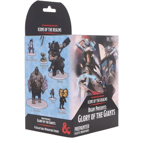 One Standard Booster from the Glory of the Giants line containing 4 figures!
The 4 figure Booster will have 1 of the following configurations: 1 Large figure & 3 Medium/Small miniatures OR 4 Medium/Small miniatures.
Randomly assorted miniatures are pre-painted and pre-assembled.
The latest line of pre-painted miniatures. Collect all 49 figures from Glory of the Giants.