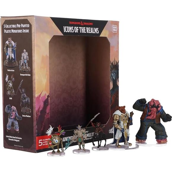 Enhance your Planescape campaign with this Limited Edition Boxed Set! This set contains three medium-sized creatures and two large-sized creatures. Each mini has a paint scheme unique to this box, with Shemeshka's Bodyguard being a miniature exclusive to this boxed set. The D&D Icons of the Realms: Planescape: Adventures in the Multiverse - Limited Edition Boxed Set is a sampling of the complete D&D Icons of the Realms: Planescape: Adventures in the Multiverse booster set.