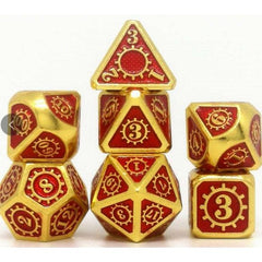 The perfect companion for your gaming needs! These premium die-cast polyhedral dice are exactly what you've been searching for that upcoming game night with the group. Each set weighs roughly 5 ounces and are stored in a quality, brushed metal tin with foam insert. These dice are engraved with crisp, easy-to-read numerals. Many styles and colors are available.
This set includes on of each: d20, d12, d10, d10 (percentile), d8, d6, and a d4 (7 dice in total). All inside the Galactic Toys Dice Tin.