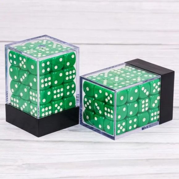 36 individual D6 dice in a container.
