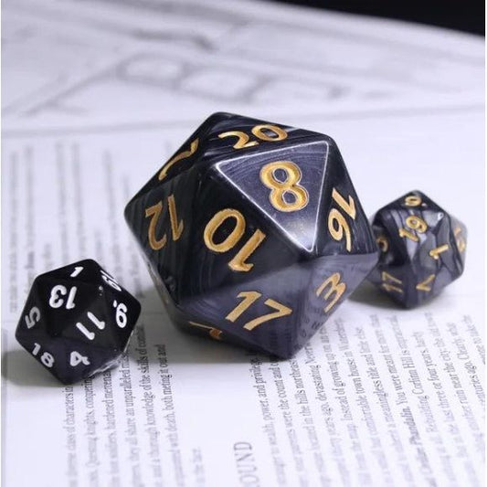 Galactic Dice Premium Jumbo D20 Dice - Black Pearl w/ Yellow Numbers | Galactic Toys & Collectibles