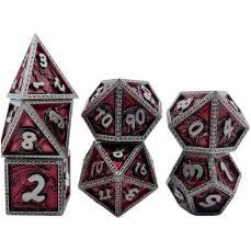 The perfect companion for your gaming needs! These premium die-cast polyhedral dice are exactly what you've been searching for that upcoming game night with the group. Each set weighs roughly 5 ounces and are stored in a quality, brushed metal tin with foam insert. These dice are engraved with crisp, easy-to-read numerals. Many styles and colors are available.
This set includes on of each: d20, d12, d10, d10 (percentile), d8, d6, and a d4 (7 dice in total). All inside the Galactic Toys Dice Tin.
