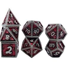 The perfect companion for your gaming needs! These premium die-cast polyhedral dice are exactly what you've been searching for that upcoming game night with the group. Each set weighs roughly 5 ounces and are stored in a quality, brushed metal tin with foam insert. These dice are engraved with crisp, easy-to-read numerals. Many styles and colors are available.
This set includes on of each: d20, d12, d10, d10 (percentile), d8, d6, and a d4 (7 dice in total). All inside the Galactic Toys Dice Tin.
