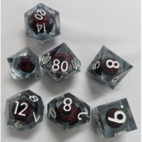 The perfect companion for your gaming needs! These premium, high-end resin are exactly what you've been searching for that upcoming game night with the group. These dice are quality resin with nice weight to them and engraved each with crisp, easy-to-read numerals. Many styles and colors are available.
This set includes one of each: d20, d12, d10, d10 (percentile), d8, d6, and a d4 (7 dice in total)!
WARNING: These dice are extra sharp! Use with caution