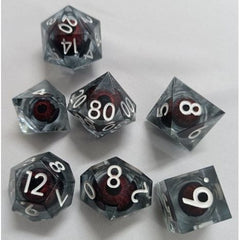The perfect companion for your gaming needs! These premium, high-end resin are exactly what you've been searching for that upcoming game night with the group. These dice are quality resin with nice weight to them and engraved each with crisp, easy-to-read numerals. Many styles and colors are available.
This set includes one of each: d20, d12, d10, d10 (percentile), d8, d6, and a d4 (7 dice in total)!
WARNING: These dice are extra sharp! Use with caution