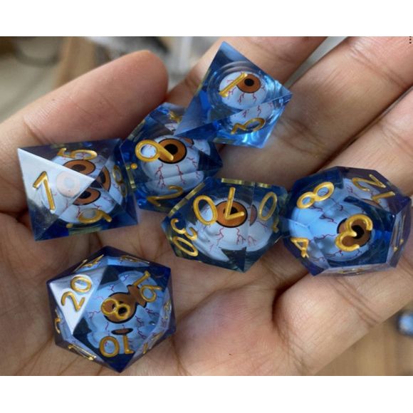 The perfect companion for your gaming needs! These premium, high-end resin are exactly what you've been searching for that upcoming game night with the group. These dice are quality resin with nice weight to them and engraved each with crisp, easy-to-read numerals. Many styles and colors are available.
This set includes one of each: d20, d12, d10, d10 (percentile), d8, d6, and a d4 (7 dice in total)!
WARNING: These dice are extra sharp! Use with caution