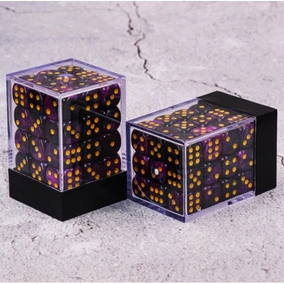 36 individual D6 dice in a container.