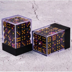 36 individual D6 dice in a container.