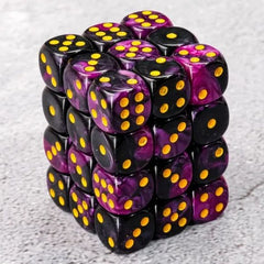 Galactic Dice Premium Dice Sets - D6 Purple & Black 12mm (36 Count)