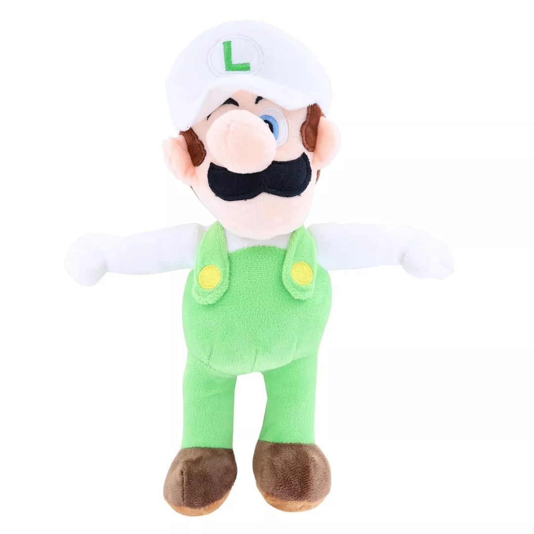 Introducing the Super Mario Fire Luigi 12 Inch Stuffed Plush Toy Figure - the perfect addition to any Super Mario fan's collection!