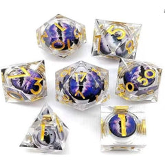 The perfect companion for your gaming needs! These premium, high-end resin are exactly what you've been searching for that upcoming game night with the group. These dice are quality resin with nice weight to them and engraved each with crisp, easy-to-read numerals. Many styles and colors are available.
This set includes one of each: d20, d12, d10, d10 (percentile), d8, d6, and a d4 (7 dice in total)!
WARNING: These dice are extra sharp! Use with caution