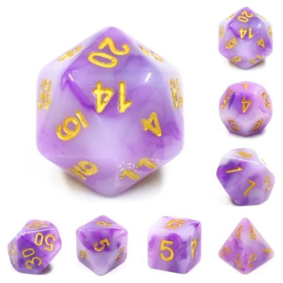 The perfect companion for your gaming needs! These HD acrylic dice are exactly what you've been searching for that upcoming game night with the group. This set includes one of each: d20, d12, d10, d10 (percentile), d8, d6, and a d4 (7 dice in total) in a