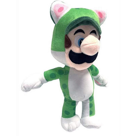 Introducing the Super Mario Cat Luigi 12 Inch Stuffed Plush Toy Figure - the purrfect addition to any Super Mario fan's collection! This adorable plush toy features Luigi dressed in a charming cat costume, complete with pointy ears, a soft tail, and an adorable expression on his face. Measuring 12 inches tall, this plush toy is the perfect size for snuggling, displaying on a shelf, or taking on adventures in the Mushroom Kingdom. Made from soft and high-quality materials, this plush toy is sure to withstand