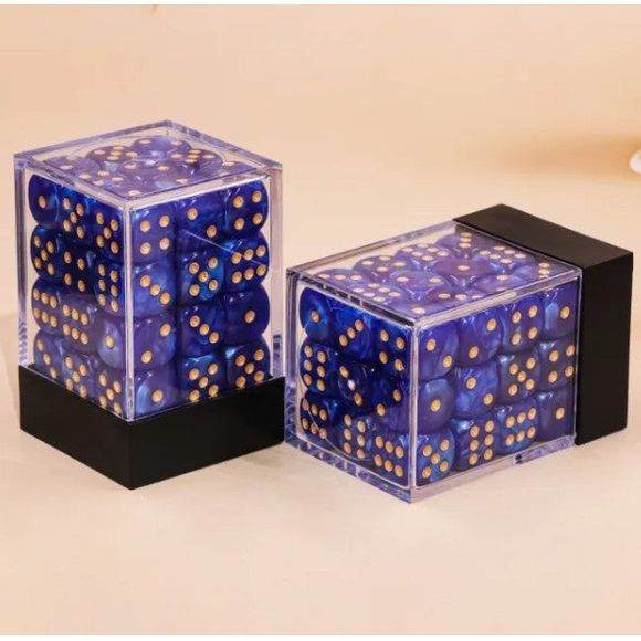 36 individual D6 dice in a container.