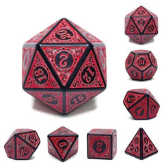 A 7 pcs Polyhedral dice set used for Dungeons and Dragons, MTG , RPG Games etc. The dice included are 1- D4,1- D6,1- D8,1- D10,1- D00,1- D12, and 1- D20