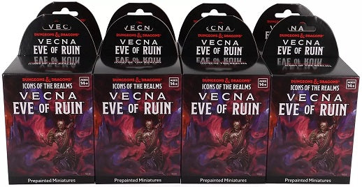 Prepare for the Vecna: Eve of Ruin campaign with these 8-count Booster Bricks, featuring creatures and characters from the campaign. Collect all 40 miniatures in our newest set of randomly sorted monsters and characters from the Vecna: Eve of Ruin campaign. Features: These 40 minis have broad appeal and include both famous characters and common enemies. Includes never-before-sculpted characters and creatures. Each Booster contains 1 Large miniature and 3 Medium or Small miniatures. Booster Bricks contain 8