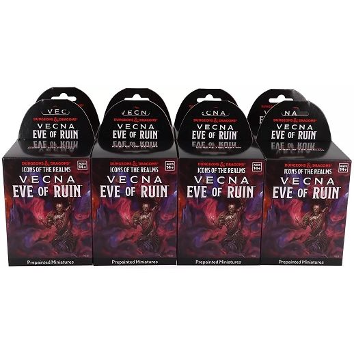 Prepare for the Vecna: Eve of Ruin campaign with these 8-count Booster Bricks, featuring creatures and characters from the campaign. Collect all 40 miniatures in our newest set of randomly sorted monsters and characters from the Vecna: Eve of Ruin campaign. Features: These 40 minis have broad appeal and include both famous characters and common enemies. Includes never-before-sculpted characters and creatures. Each Booster contains 1 Large miniature and 3 Medium or Small miniatures. Booster Bricks contain 8