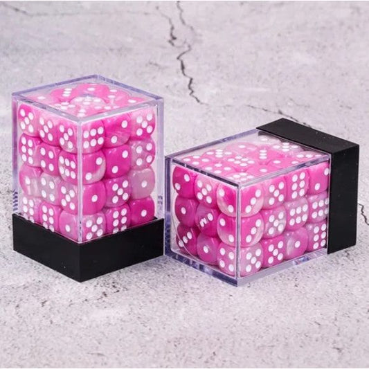 36 individual D6 dice in a container.