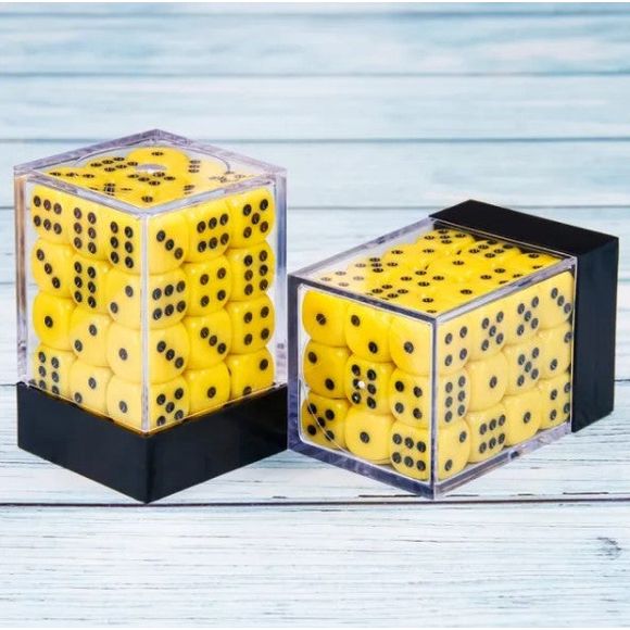 36 individual D6 dice in a container.