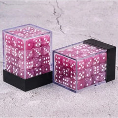 36 individual D6 dice in a container.