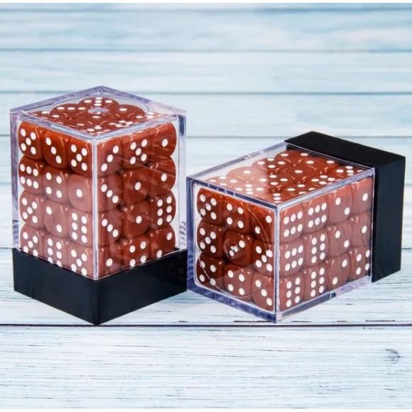 36 individual D6 dice in a container.
