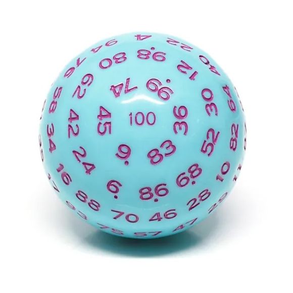A D100 for Dungeons and Dragons, Pathfinder, and other role playing games.