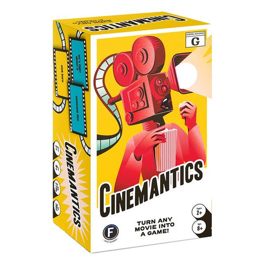 Cinemantics magically transforms any movie into a game! Draft a collection of cards with common movie tropes and twist the words on the cards to fit the scene. Your movie trivia knowledge, situational awareness and creative wordplay will carry you to victory in this show stopping game of film and frivolity.
Contents:
275 Cards
Manual