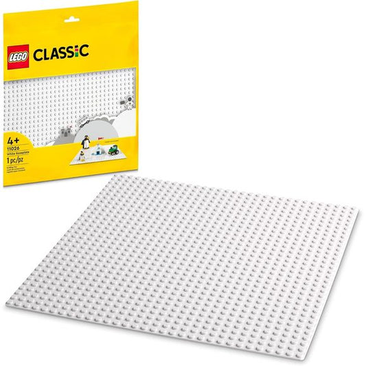 Lay the foundations for open-ended, imaginative play with the LEGO Classic White Baseplate (11026). Measuring over 9.5 in. (25cm) square, this bright white building toy gives kids a spacious 32x32-stud LEGO landscape on which to build, play and display. Inspire LEGO builders with a dazzling array of building possibilities – from frozen lakes to Arctic landscapes, sunny ski slopes to winter wonderlands. And who says the base should be at the bottom? This quality baseplate has enough grip to hold LEGO buildin