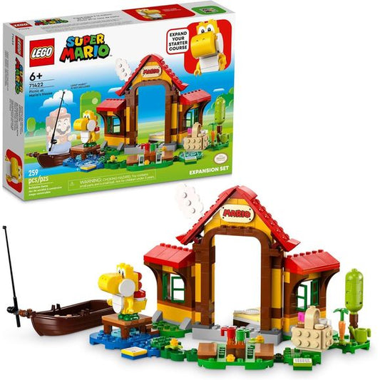 Kids can create a fun-packed level with this cool LEGO Super Mario Picnic at Mario’s House Expansion Set (71422). The detailed brick-built house and garden featured in this buildable game toy offer rich role-play options and ways for players to earn digital coins with their interactive LEGO Mario, LEGO Luigi or LEGO Peach figures (not included). Say “Hi” to the Yellow Yoshi figure, sleep on the bed, ’eat’ cookies from the picnic basket, ’water’ the vegetables in the garden, play field hockey or go fishing i