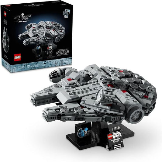 The classic Star Wars saga continues in your living room with this LEGO Star Wars Collectible Millennium Falcon build-and-display starship model (75375). Channel Jedi-like focus and mindfulness to recreate authentic details of this iconic starship, as seen in Star Wars: A New Hope. Display your creation on a buildable stand that’s designed to show the Millennium Falcon at a dynamic angle, as if in flight. Add the nameplate and a LEGO Star Wars 25th Anniversary brick to complete a home décor centerpiece that