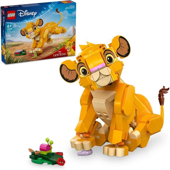 Appeal to kids and The Lion King fans ages 6 and up with this fun gift of a LEGO Disney Simba the Lion King Cub (43243) play and display building toy, featuring a buildable character model that celebrates The Lion King’s 30th anniversary. The precocious baby Simba toy animal figure from the hit movie has a rotating head and movable legs and tail, and it comes with a leaf and 4 ‘bugs’ for ‘food’. This kids’ Lion King movie toy makes a fun Disney toy gift idea for children and movie-lovers, looks great on dis