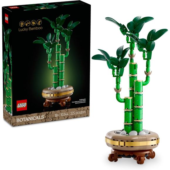 Nurture your creativity with the LEGO Botanicals Lucky Bamboo (10344) flower set for adults. Blooming with details, the DIY building set gives nature-lovers the chance to build an artificial indoor plant that symbolizes tranquility and good fortune. Capturing the serenity of nature, the authentically detailed decorative plant includes 3 green bamboo stems and pebbles, a plant pot and a wood-effect plinth. Once complete, this adult building set becomes a gorgeous piece of home or office decor that can be che
