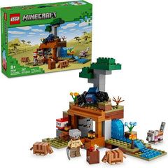 The Armadillo Mine Expedition (21269) toy lets Minecraft® players get hands-on with the popular video game. With cool characters and fun features, this LEGO® Minecraft toy is a thrilling gaming set packed with imaginative play possibilities for kids aged 8 and over.
Set in the game’s savanna biome, the model features a mine with a lever-controlled TNT function that blasts away a piece of the terrain to reveal precious ore. There is a cave spider toy and a wolf, plus 2 armadillos, which provide the scutes u
