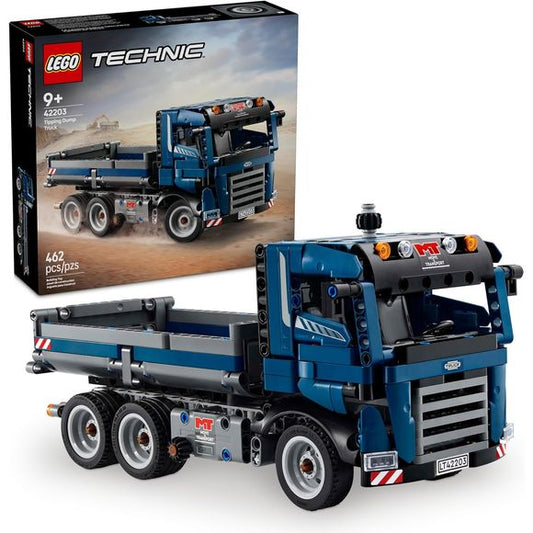 Kids aged 9 and up can create endless construction site adventures with the LEGO® Technic™ Tipping Dump Truck toy (42203). This blue construction truck toy vehicle set lets kids aged 9 and up imagine a busy working day operating their tipper truck. Steer the truck into position then turn the knob on the side of the truck to tip the lid. Open the doors to see inside the cab, then drive the truck to its next construction-site task. LEGO Technic vehicle sets feature realistic movement to introduce young LEGO b